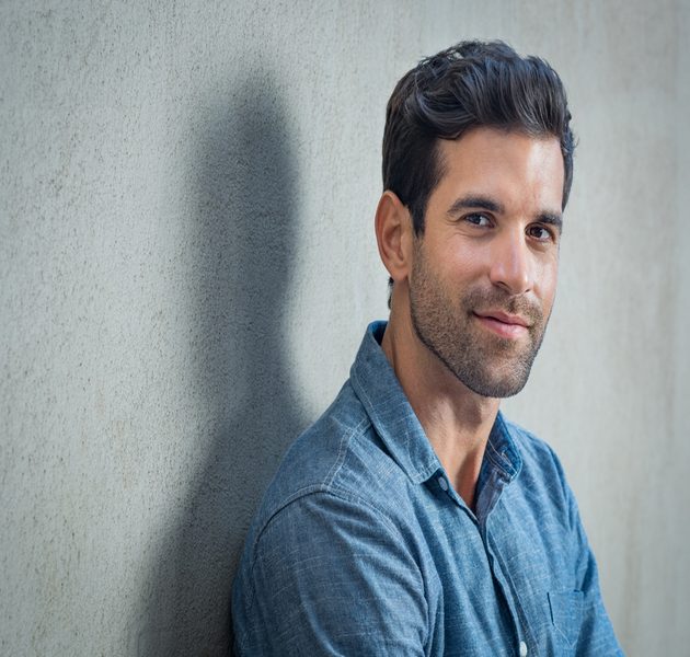 Handsome man in his 30s has great facial features and facial balance