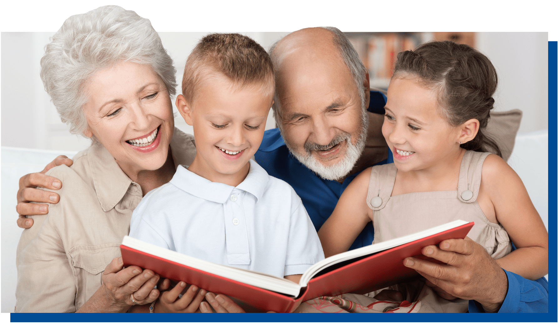 Grandparents reading with kids