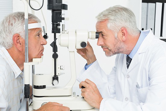Opthalmologist checking for glaucoma